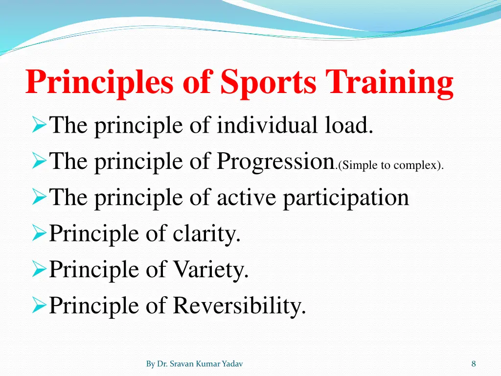 principles of sports training the principle