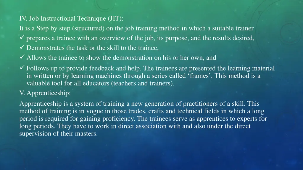 iv job instructional technique jit it is a step