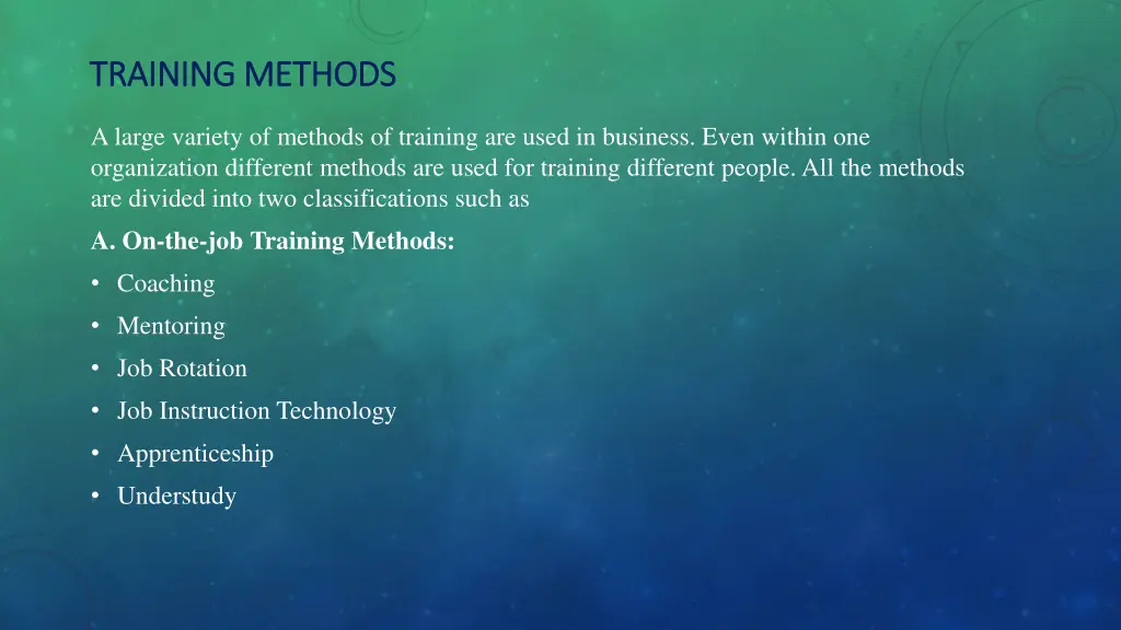 training methods training methods