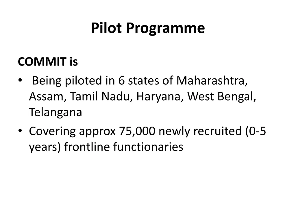 pilot programme