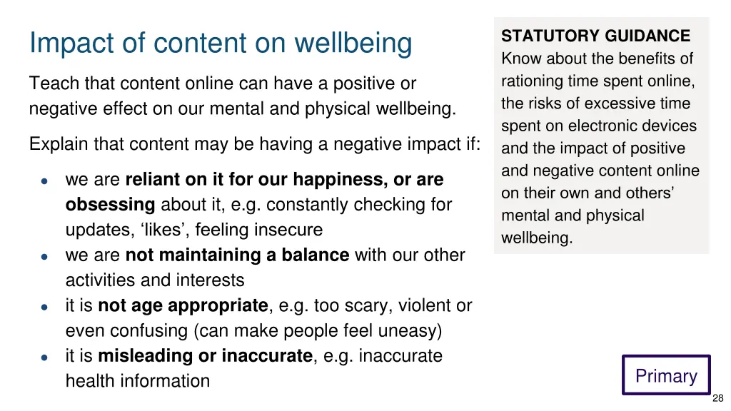 impact of content on wellbeing