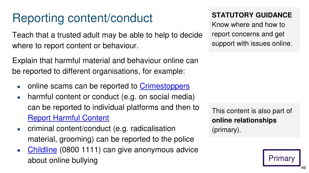 reporting content conduct