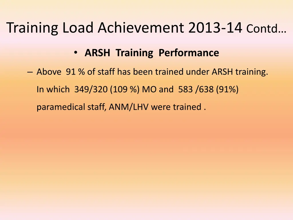 training load achievement 2013 14 contd 2