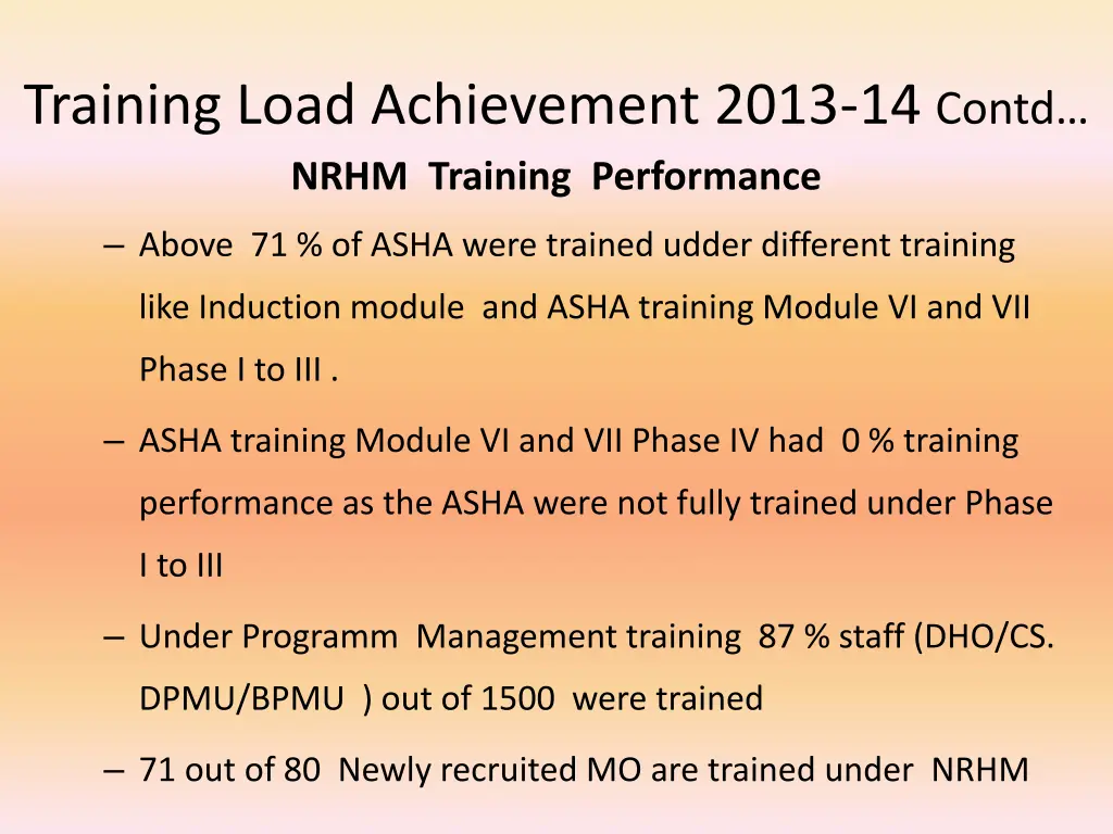 training load achievement 2013 14 contd nrhm