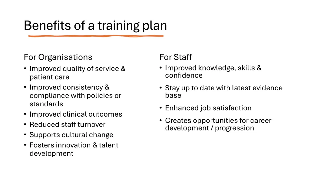 benefits of a training plan