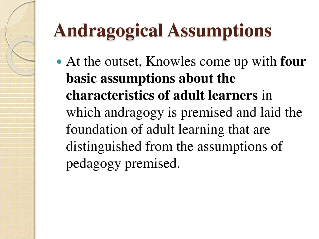 andragogical assumptions