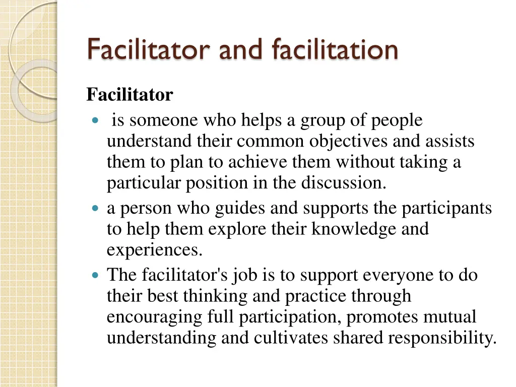 facilitator and facilitation