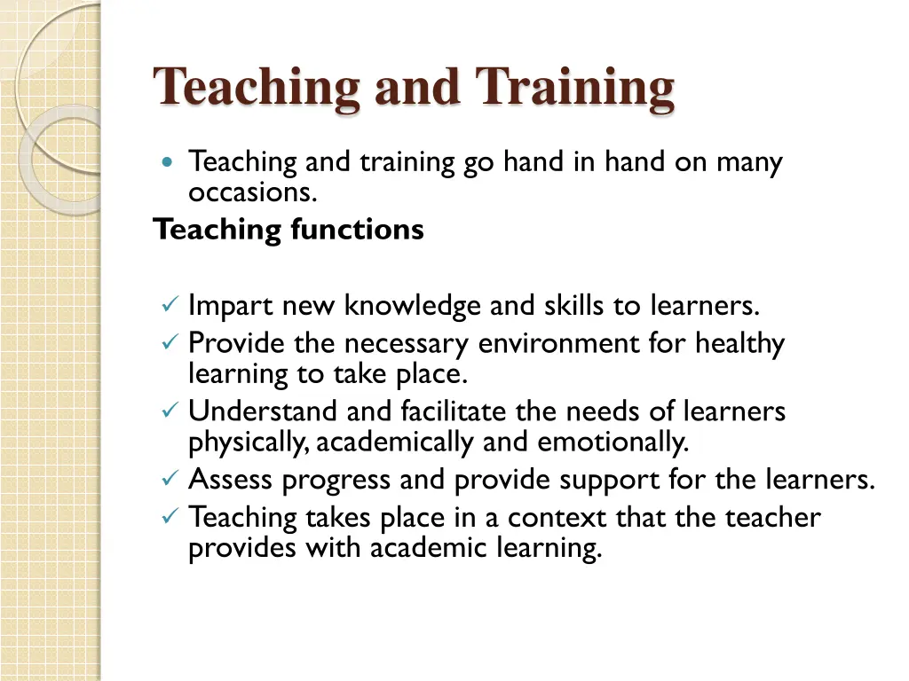 teaching and training