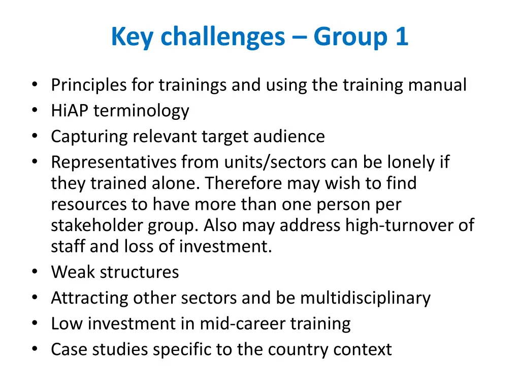 key challenges group 1