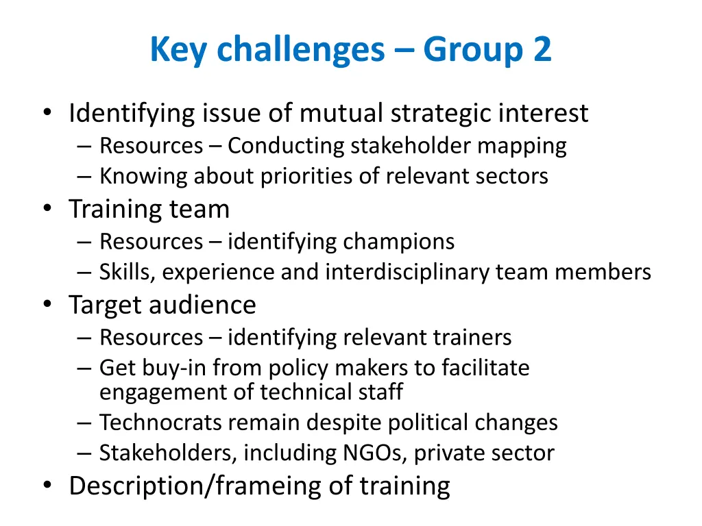 key challenges group 2