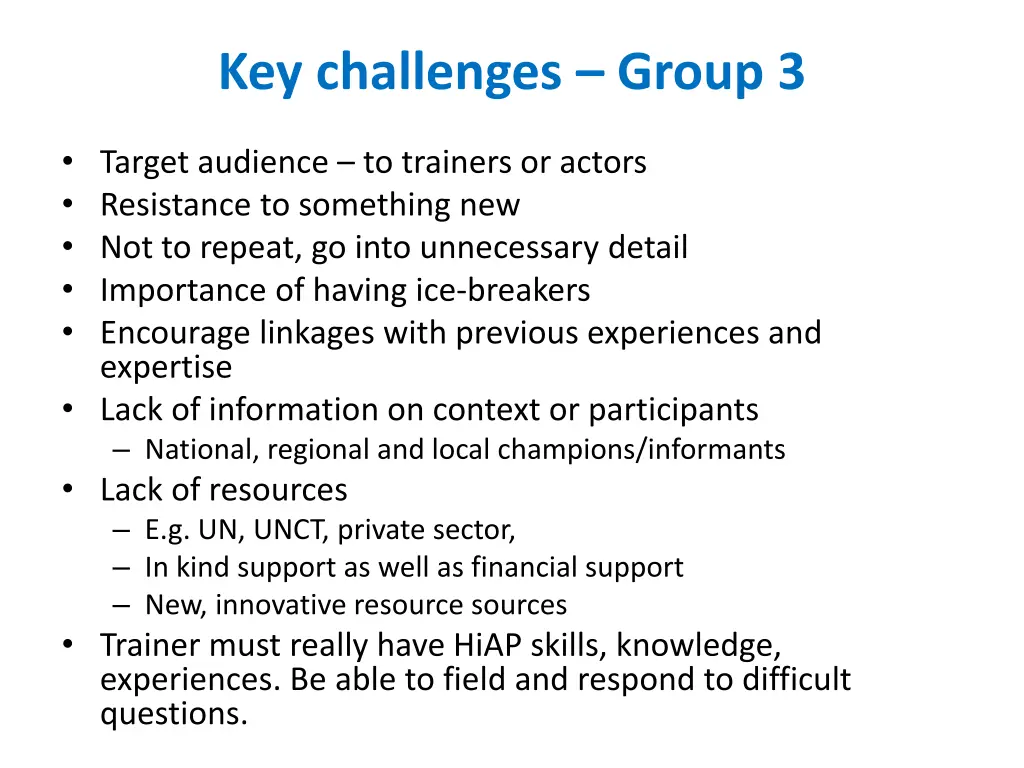 key challenges group 3