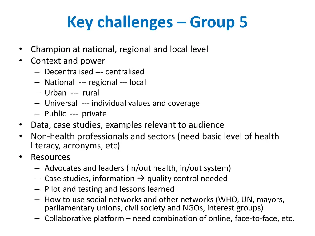 key challenges group 5