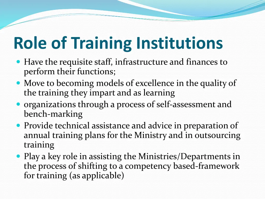 role of training institutions