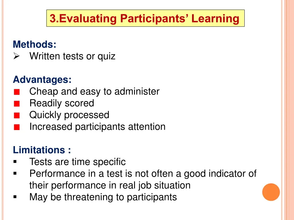 3 evaluating participants learning