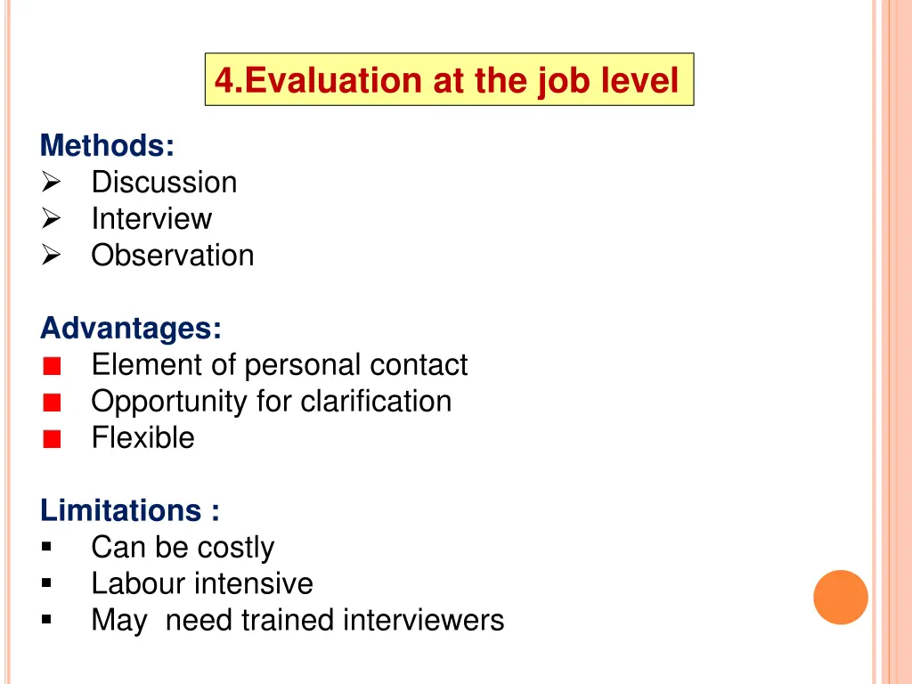 4 evaluation at the job level