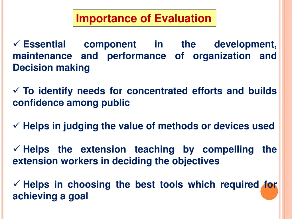 importance of evaluation