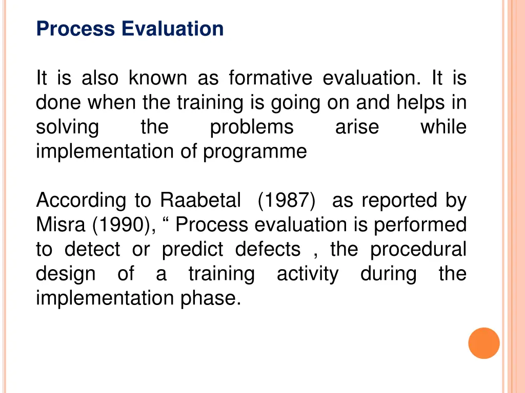 process evaluation