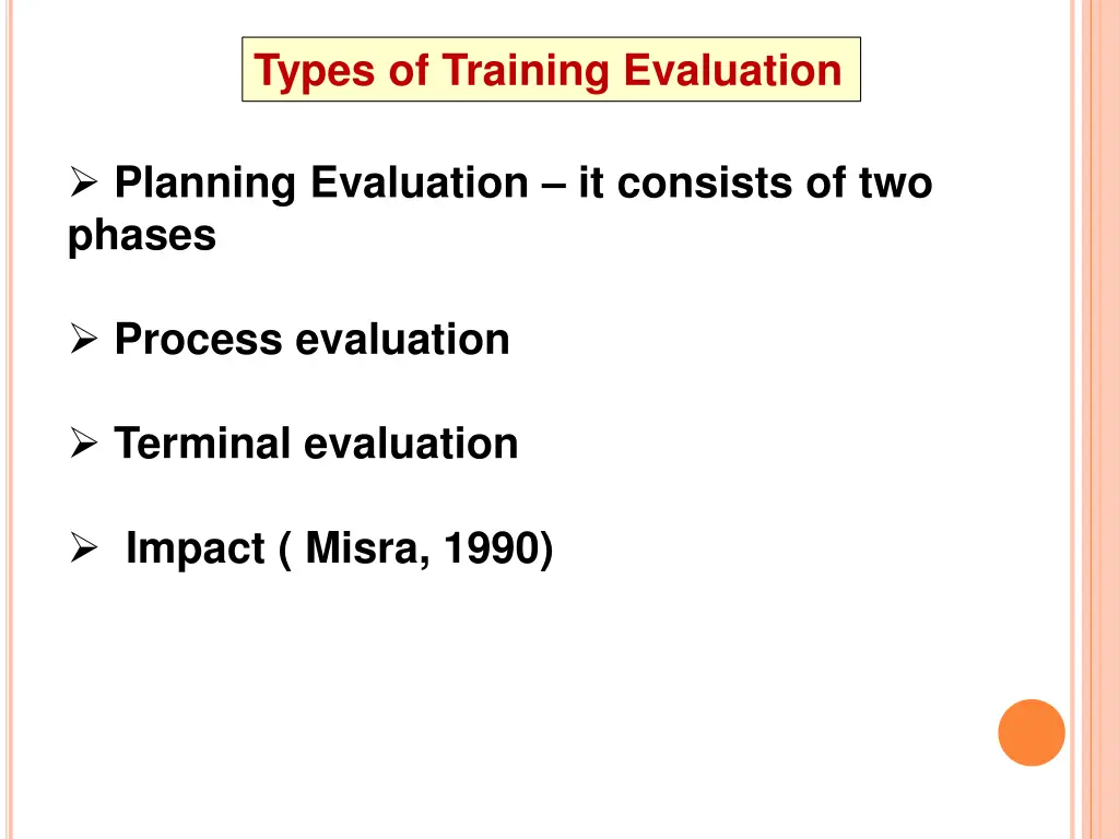 types of training evaluation