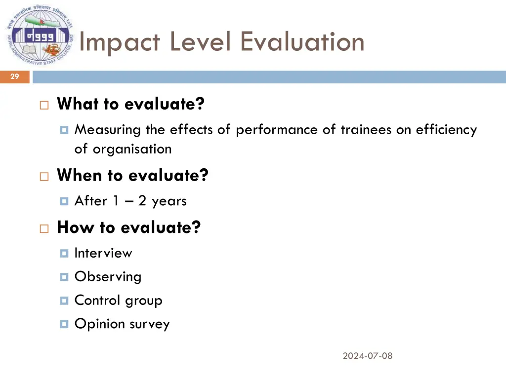 impact level evaluation