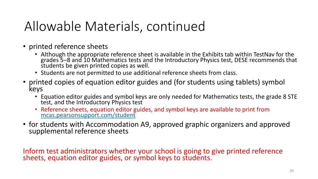 allowable materials continued