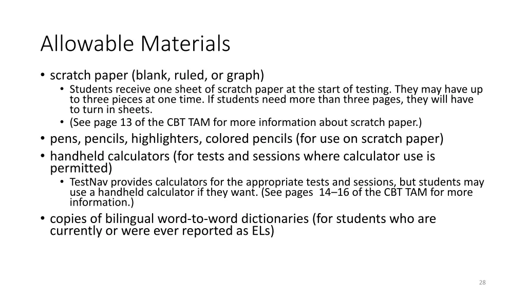 allowable materials