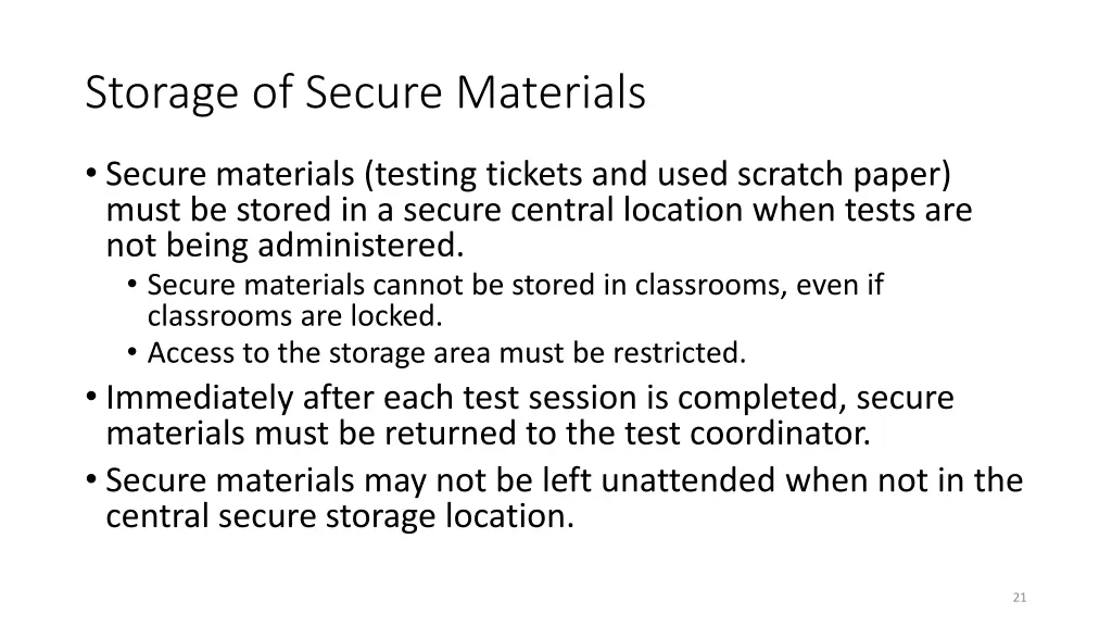 storage of secure materials