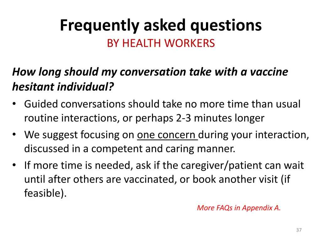 frequently asked questions by health workers