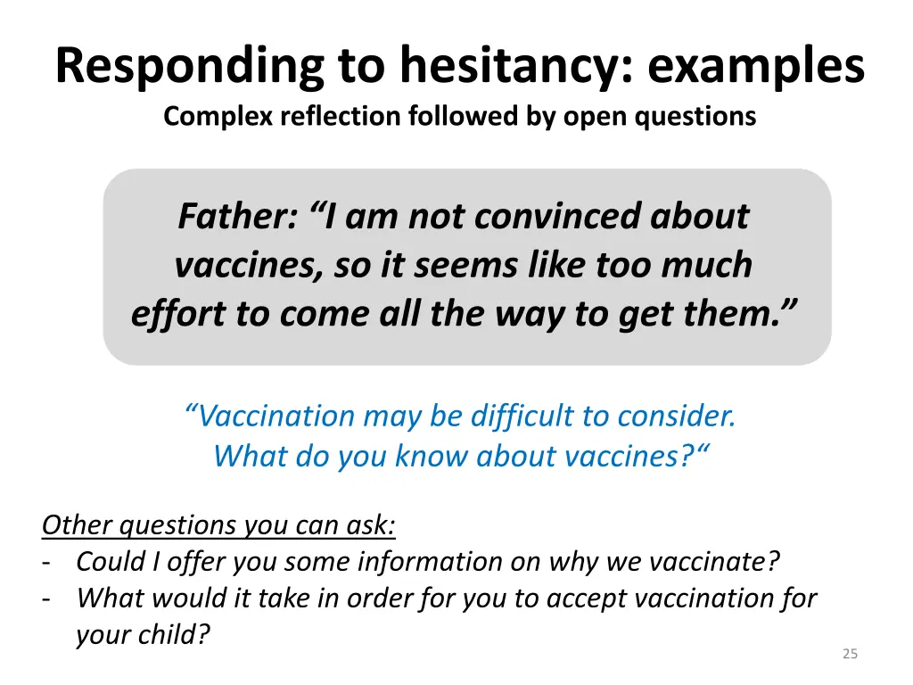 responding to hesitancy examples complex 2