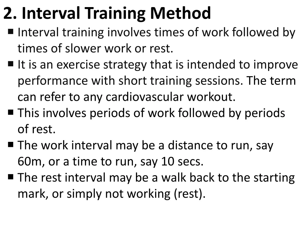 2 interval training method interval training