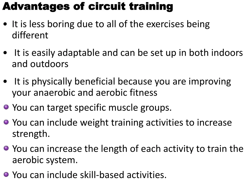 advantages of circuit training advantages