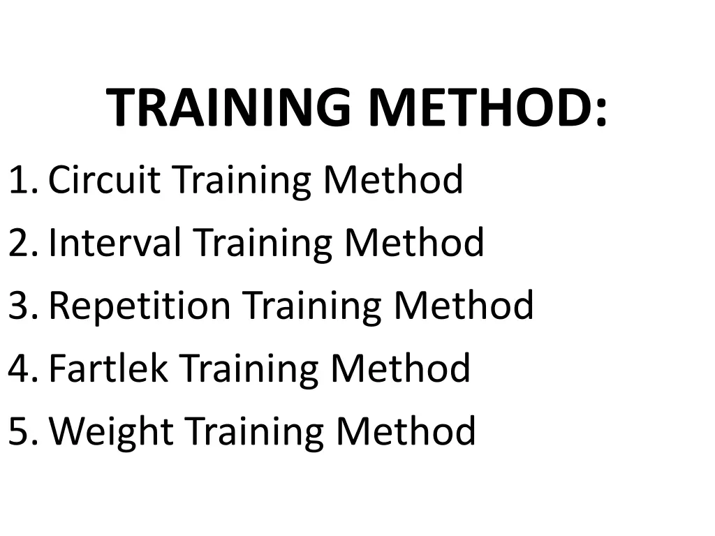 training method 1 circuit training method