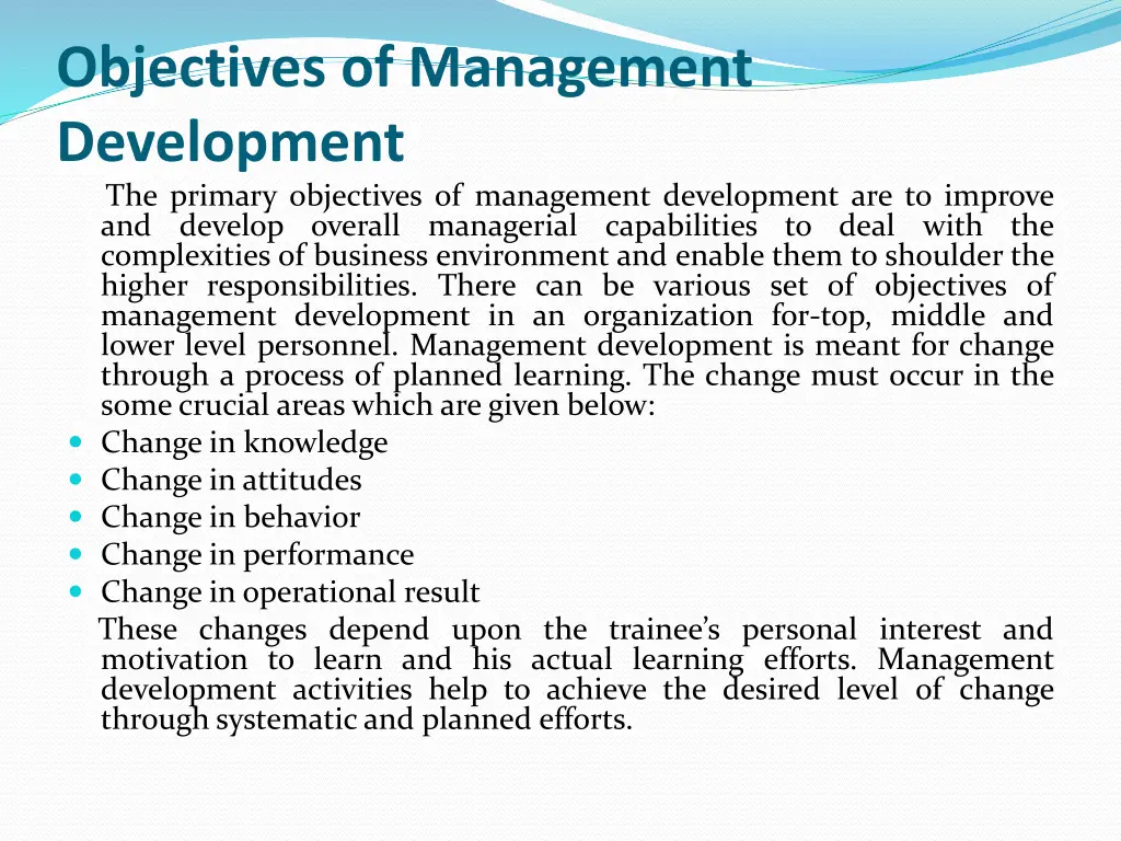 objectives of management development the primary