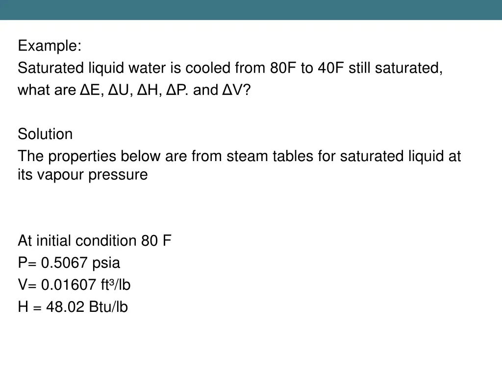 example saturated liquid water is cooled from