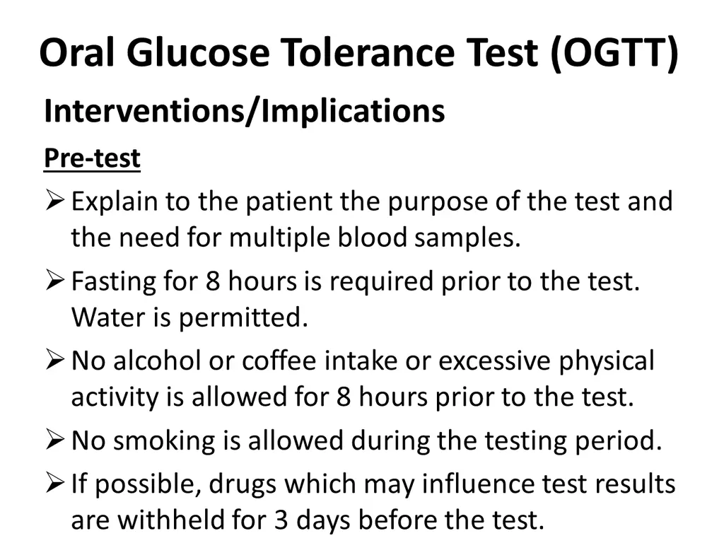 oral glucose tolerance test ogtt interventions