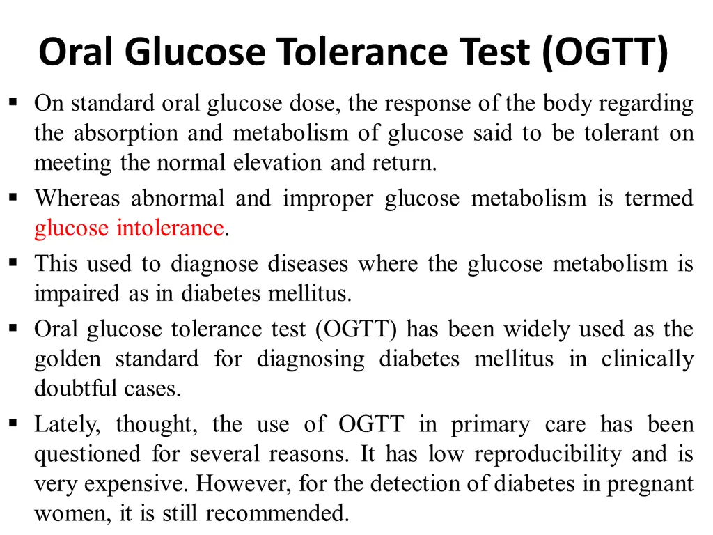 oral glucose tolerance test ogtt on standard oral