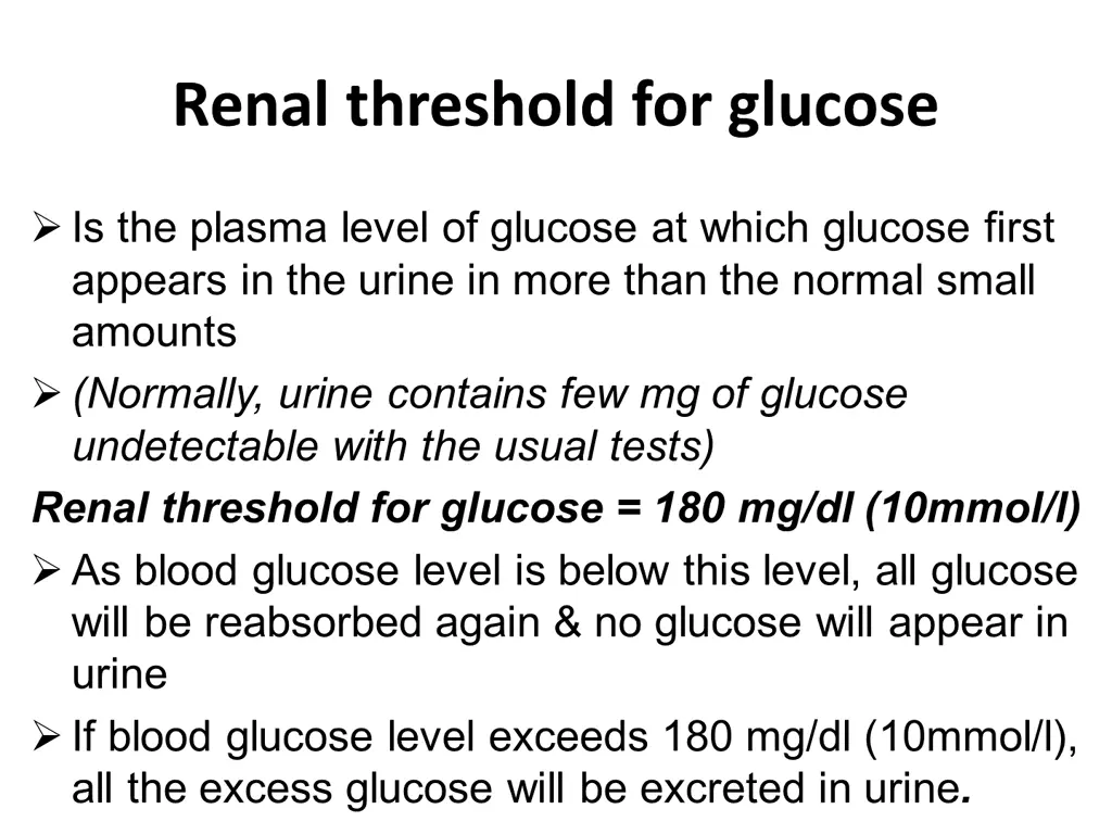 renal threshold for glucose