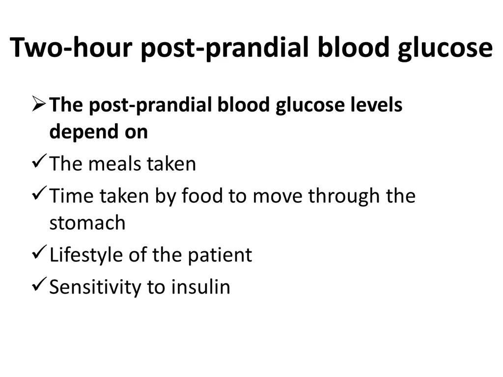 two hour post prandial blood glucose