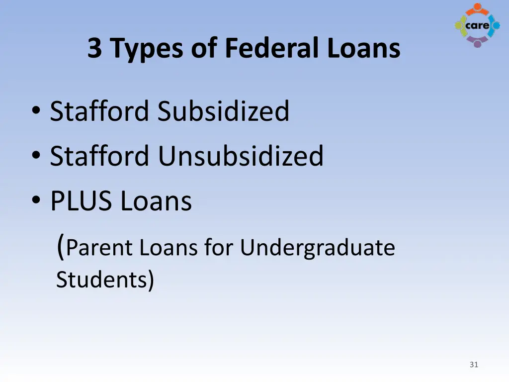 3 types of federal loans