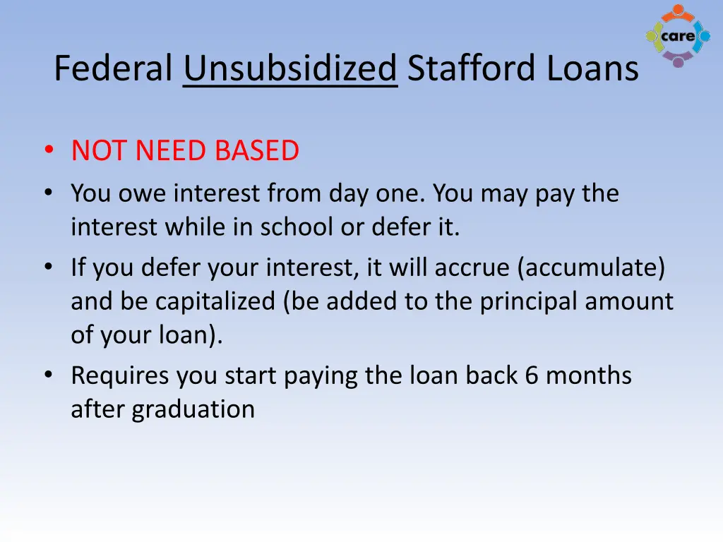 federal unsubsidized stafford loans