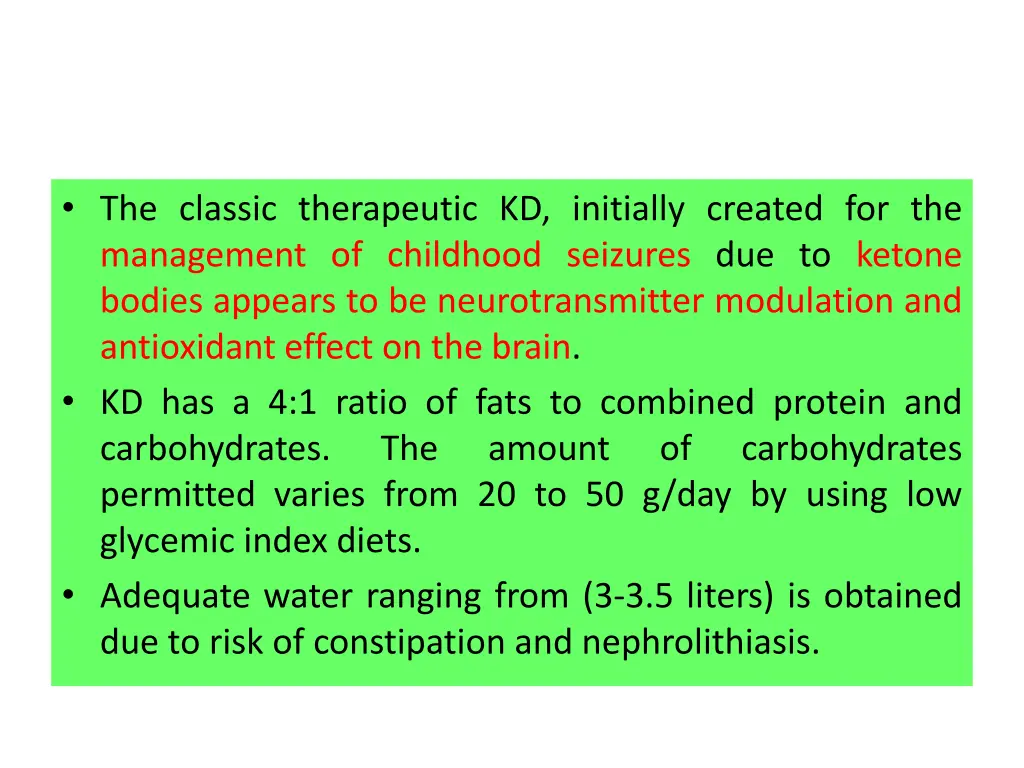 the classic therapeutic kd initially created