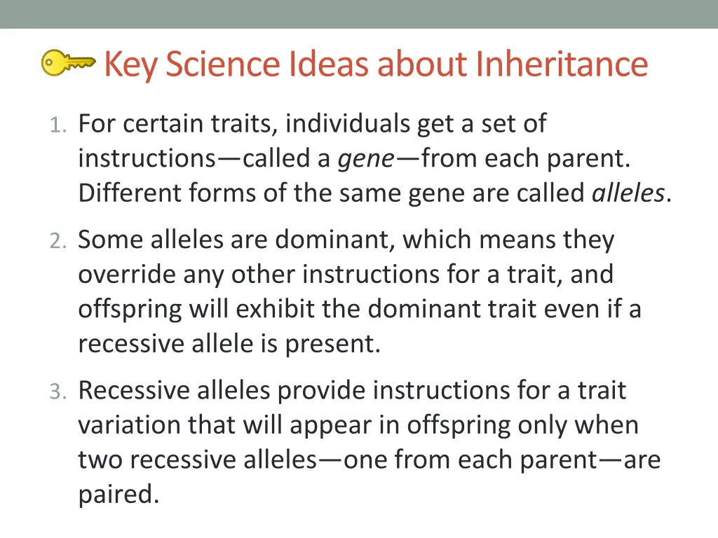 key science ideas about inheritance