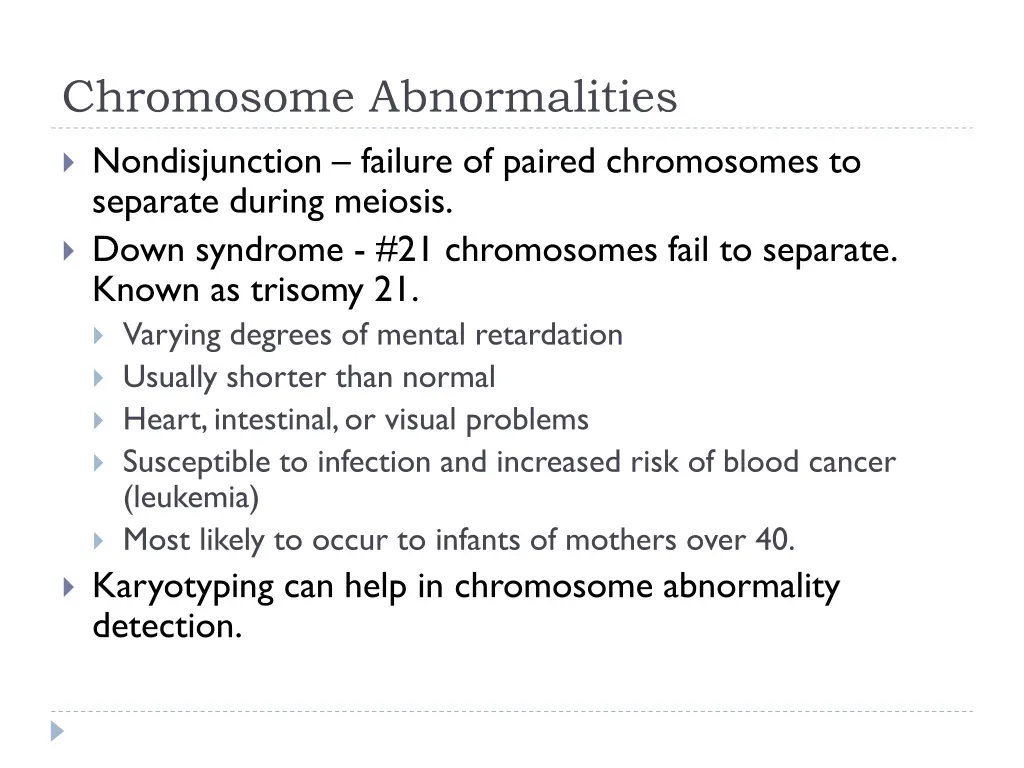 chromosome abnormalities