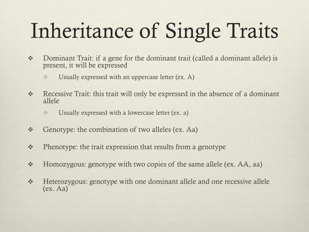 inheritance of single traits 2