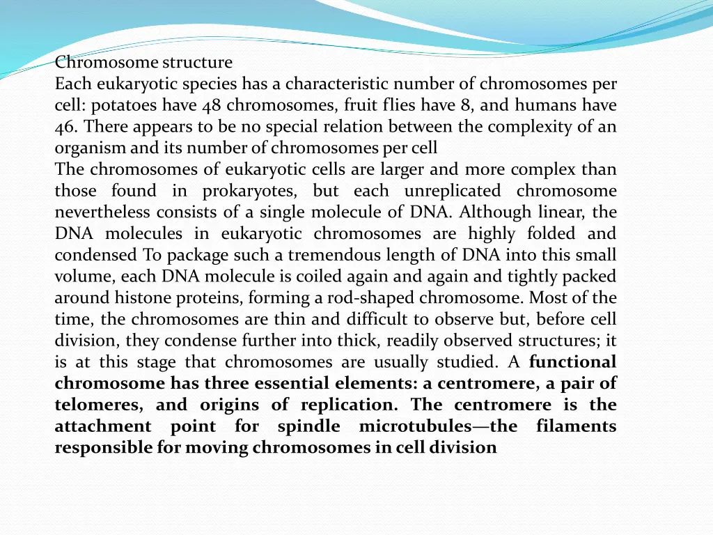 chromosome structure each eukaryotic species