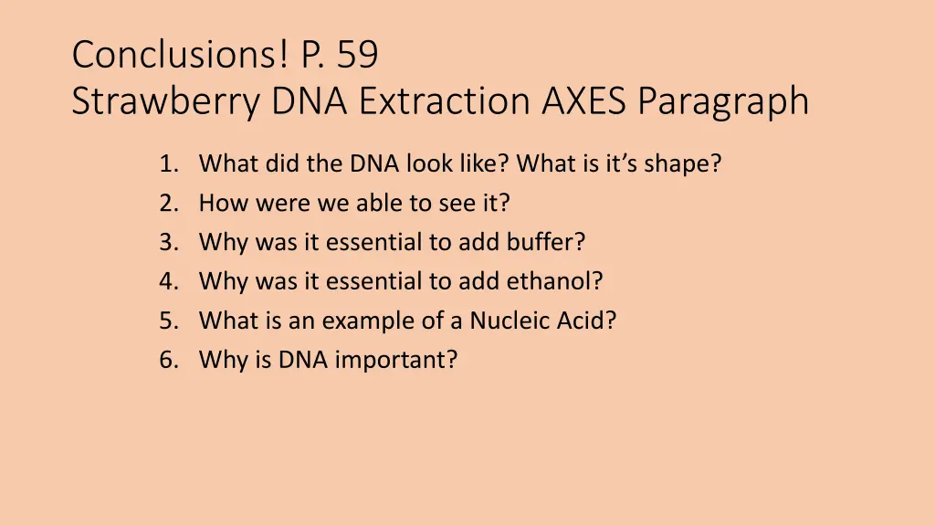 conclusions p 59 strawberry dna extraction axes