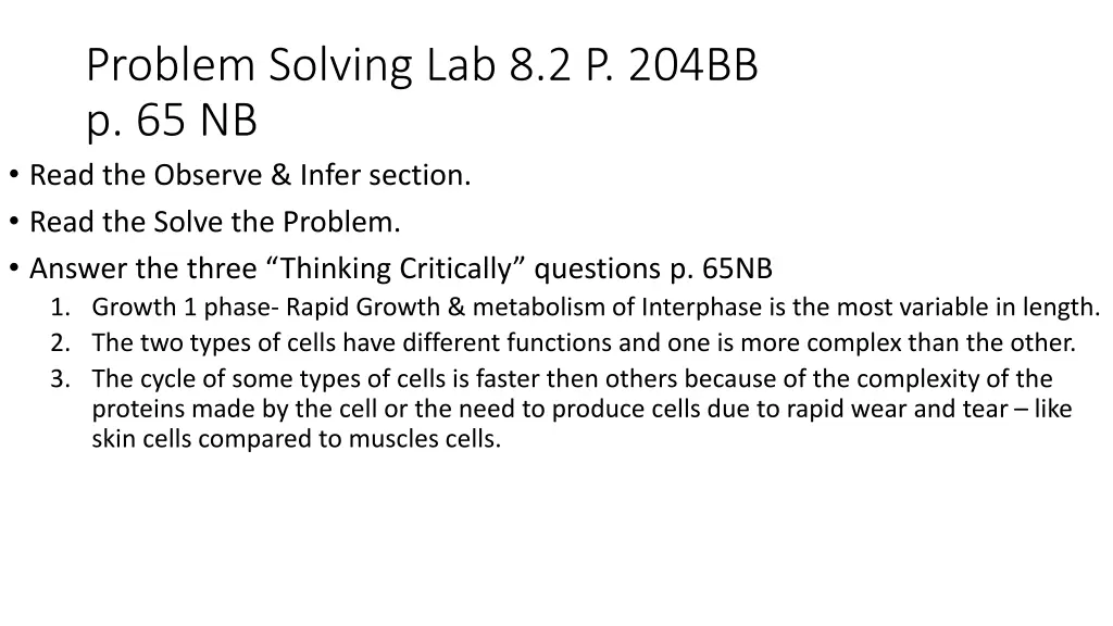 problem solving lab 8 2 p 204bb p 65 nb read