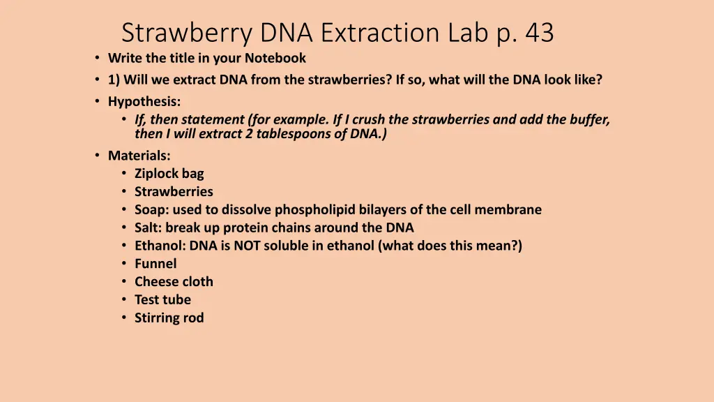 strawberry dna extraction lab p 43 write