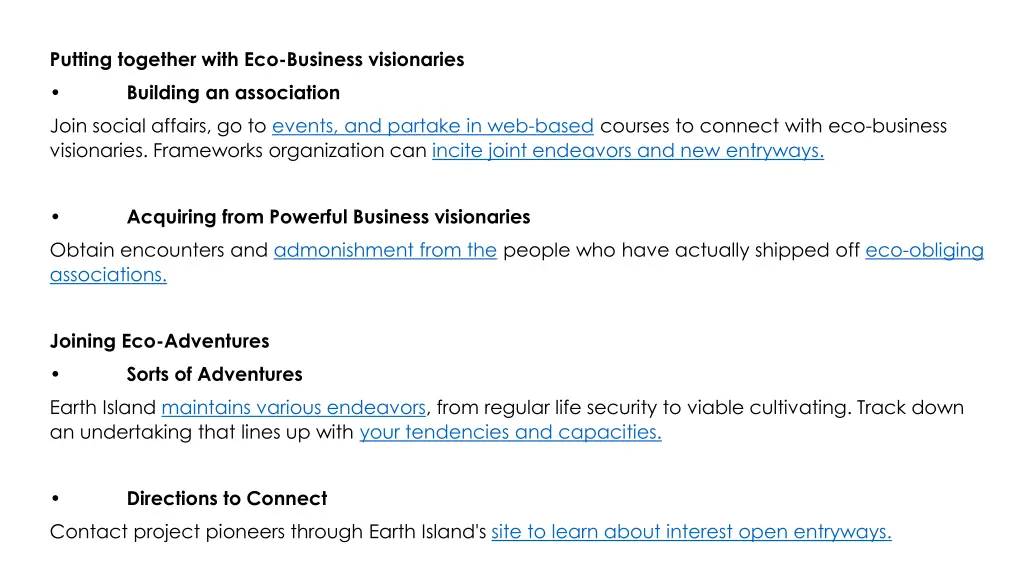 putting together with eco business visionaries