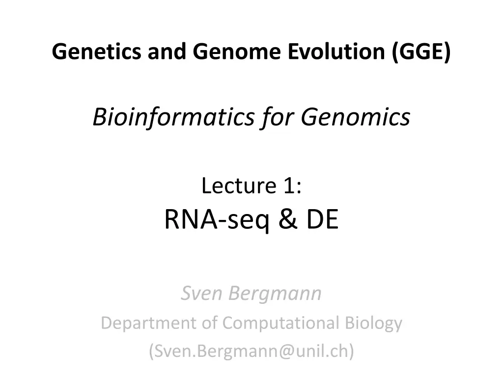 genetics and genome evolution gge 1