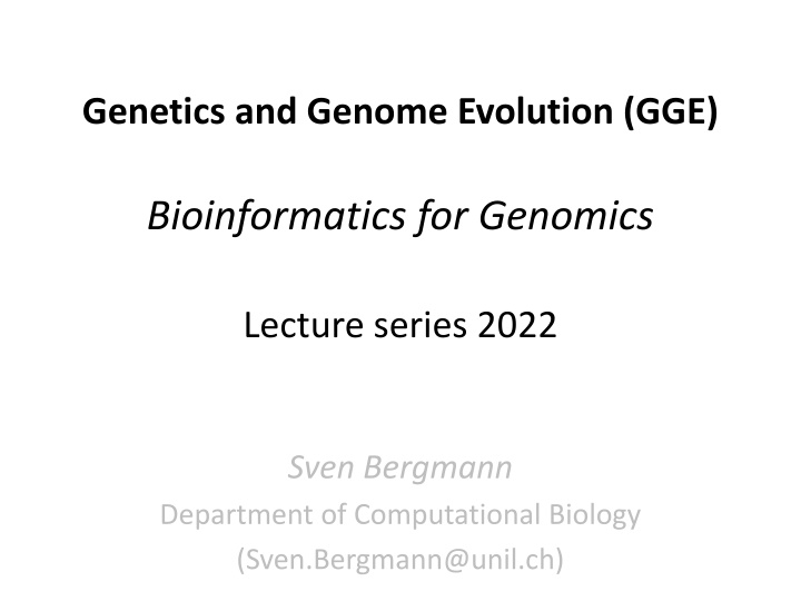 genetics and genome evolution gge